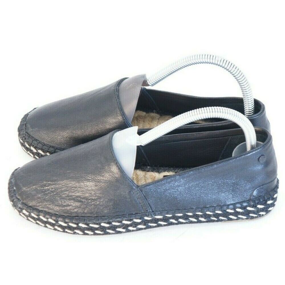 NWOT Rag and Bone 38 8 Espadrille Flats Black Leather